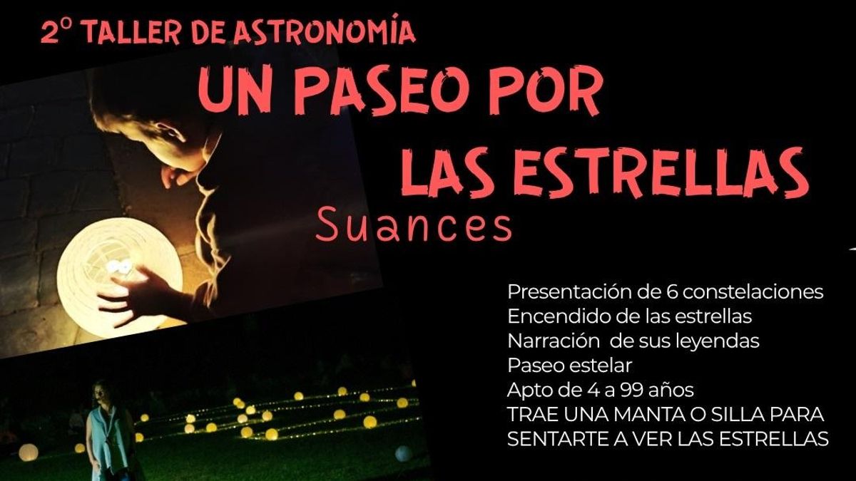 Cartel del taller de astronomía en Suances.