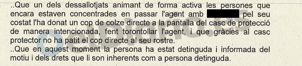 Atestado del caso que recoge la versión ideada por el agente