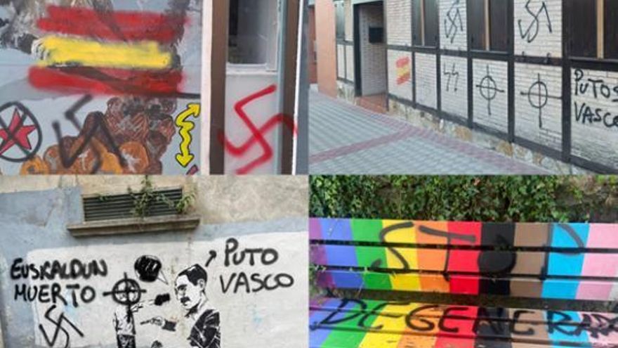 EH Bildu denuncia la aparición de pintadas con amenazas y simbología nazi en varios pueblos navarros