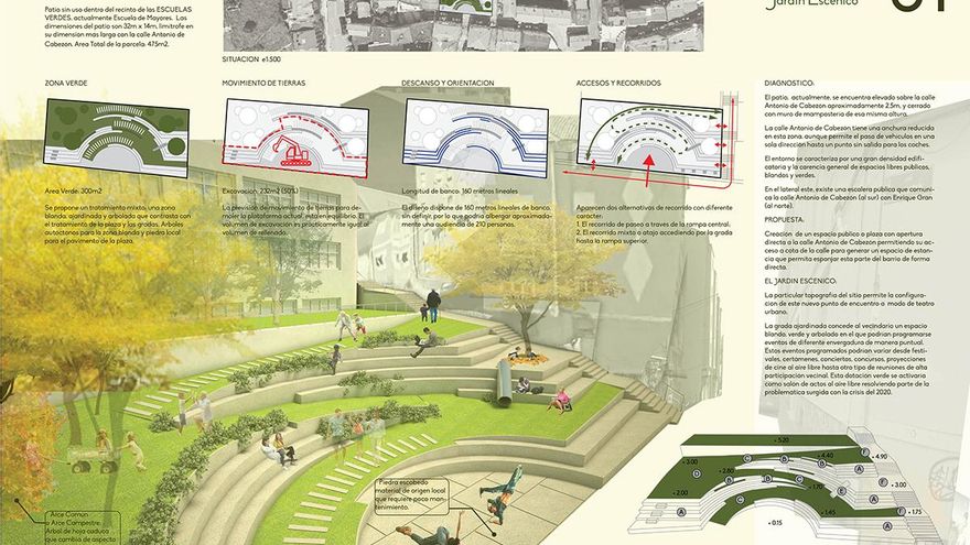 Proyecto 'Jardín Escénico', para un microespacio en Santander.