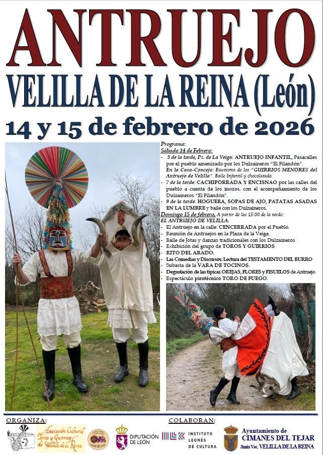 Programa del antruejo en Velilla de la Reina en 2026.