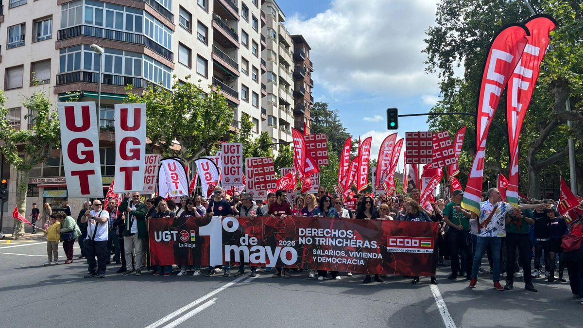 Cabecera de la manifestación del Primero de Mayo en Logroño