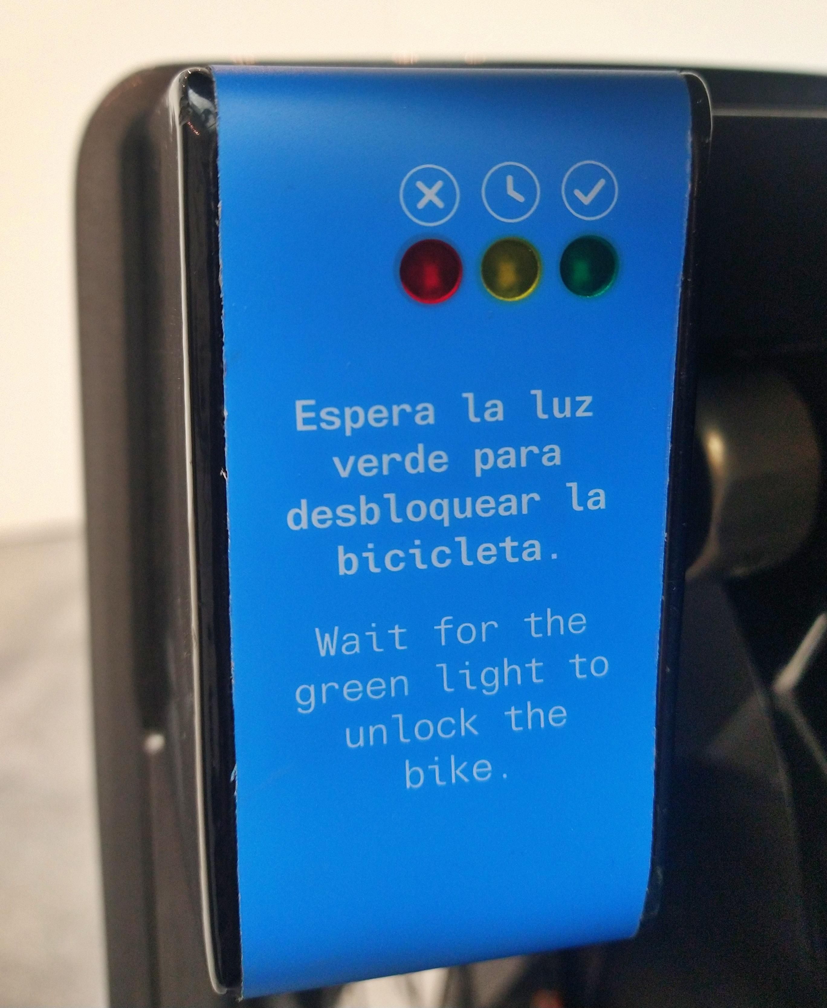 Área de desbloqueo de la bicicleta