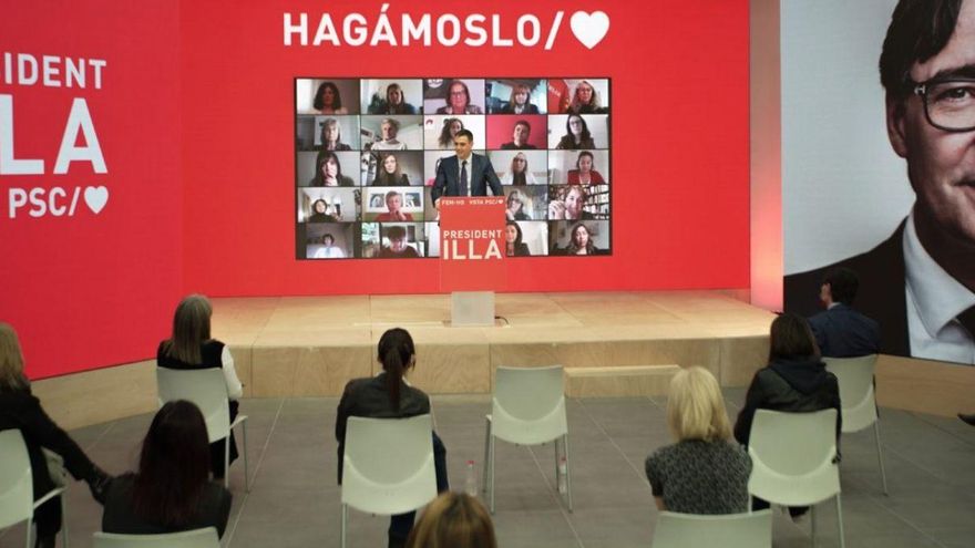 Pedro Sánchez en un acto con mujeres de la campaña del PSC. / PSOE