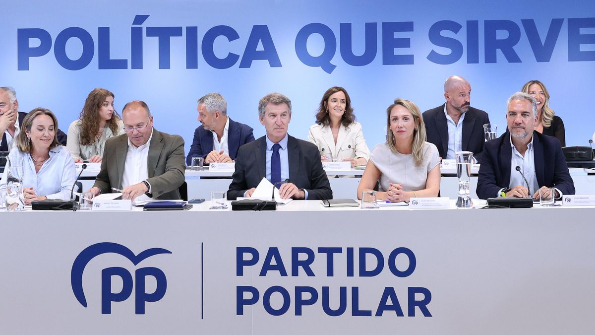 El presidente del Partido Popular, Alberto Núñez Feijó, preside la reunión del Comité Ejecutivo Nacional del partido, a 28 de julio de 2025, en Madrid (España).