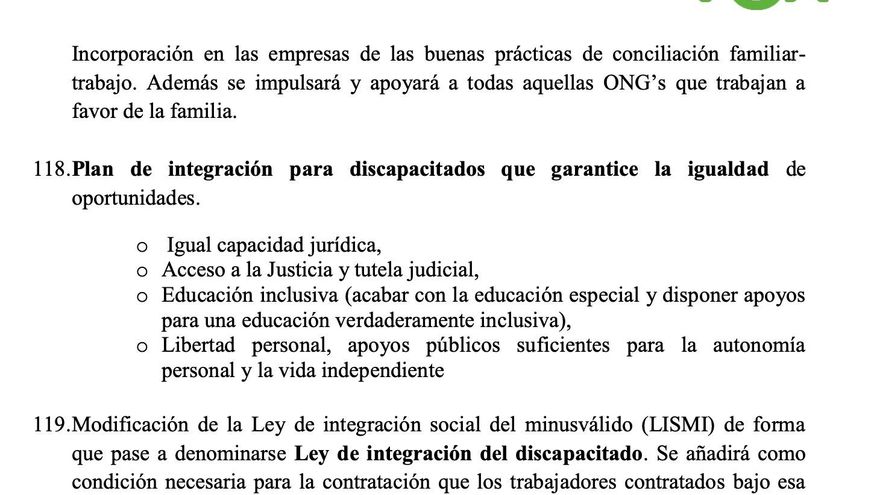 La educación especial en el programa de 2016 de Vox
