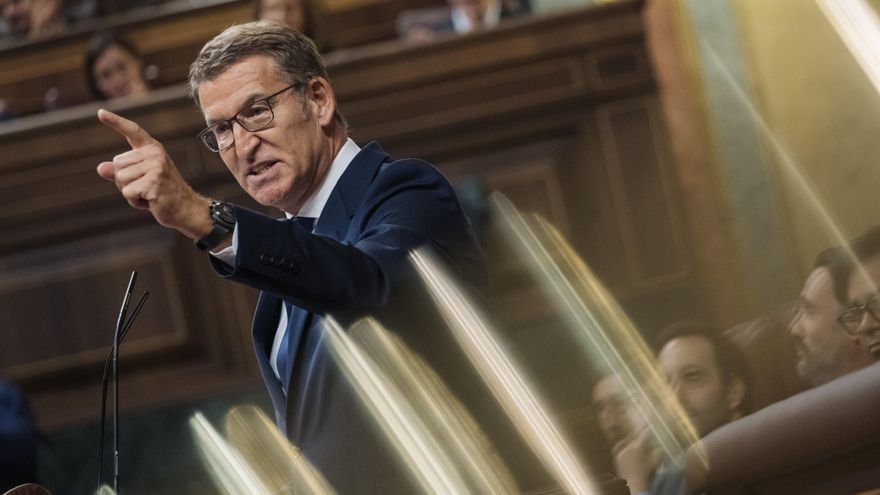 Feijóo en un momento del discurso en el debate de su investidura.