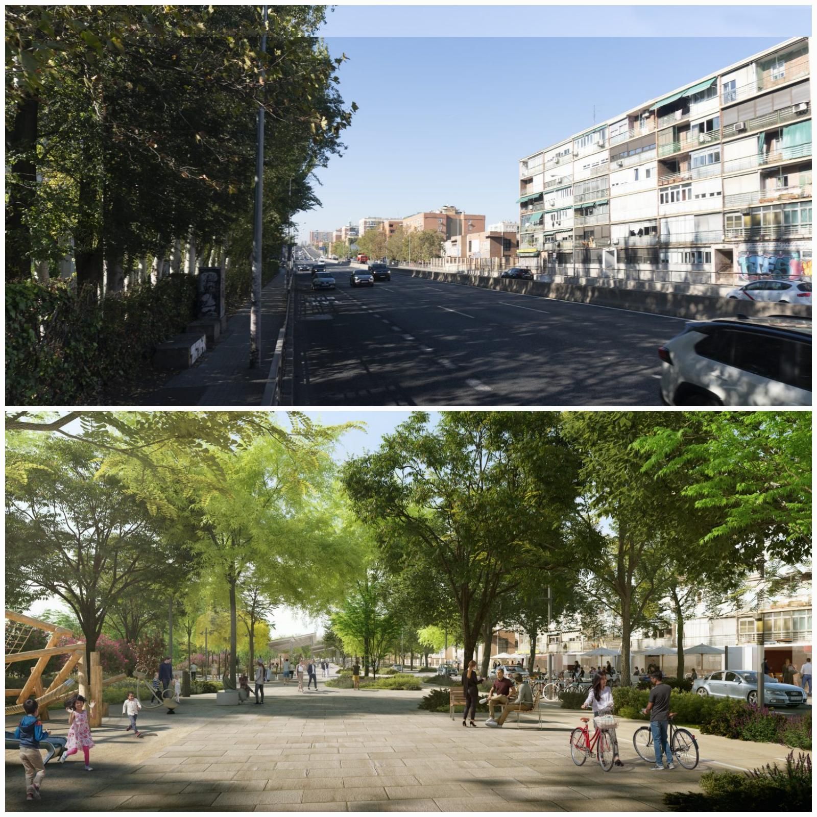 Antes y después de las obras de la A 5 a pie de calle en Batán