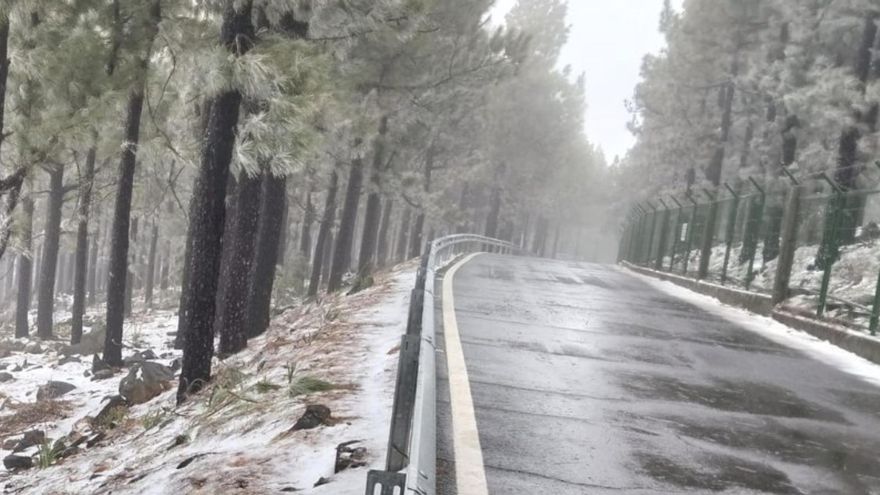 La borrasca Regina cubre de nieve la cumbre de Gran Canaria