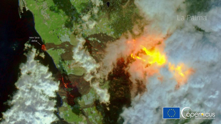 La impresionante vista de la erupción volcánica de La Palma desde el espacio exterior