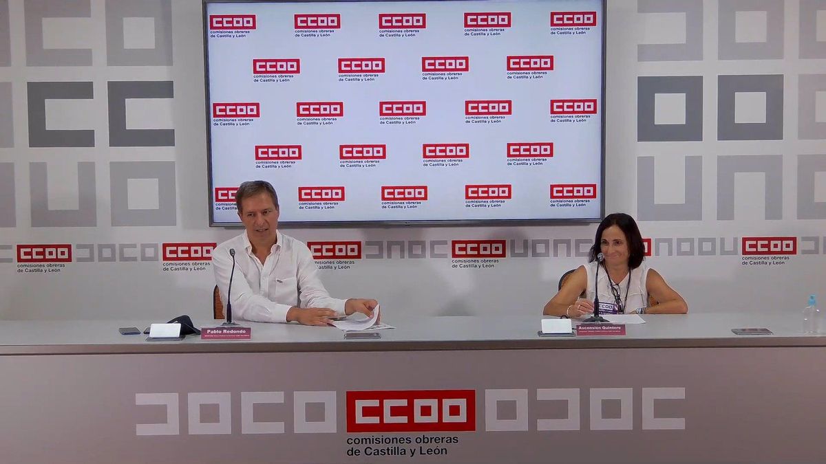 El secretario provincial de la Federación de Enseñanza de CCOO en Valladolid, Pablo Redondo, y Ascensión Quintero, representante del personal laboral de Educación en el sindicato.