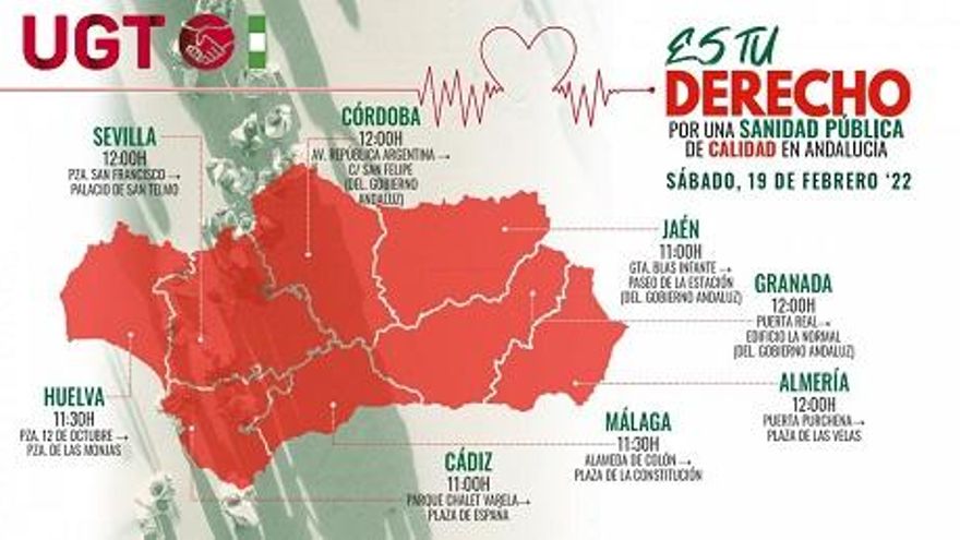 Lugares y recorridos de la manifestación por la Sanidad Pública