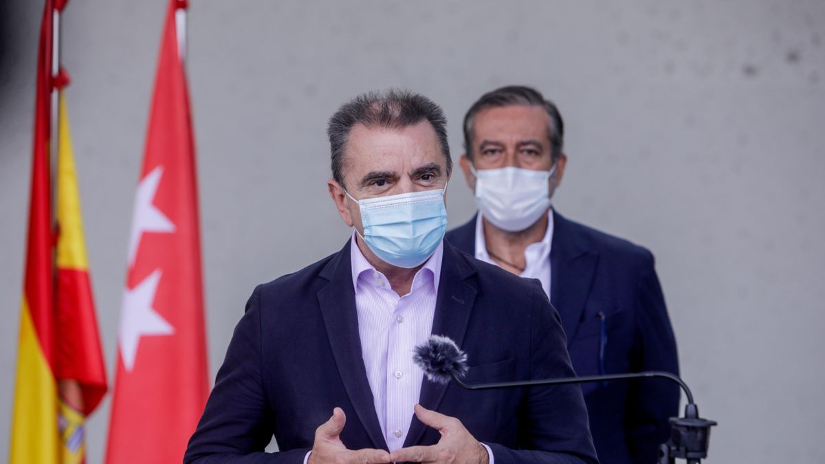 El delegado del Gobierno en Madrid, José Manuel Franco, durante la rueda de prensa posterior a la reunión de coordinación en el ámbito del PLATERCAM, en Pozuelo de Alarcón, Madrid, (España), a 20 de septiembre de 2020. El encuentro está centrado en la apl