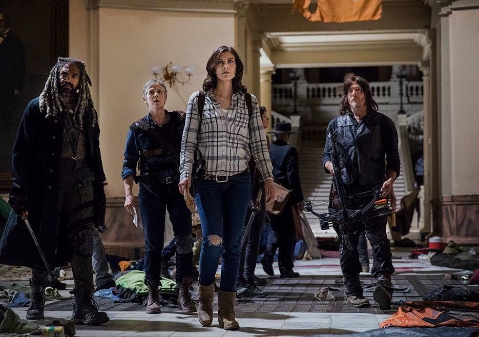 Ezekiel, Carol, Maggie y Daryl en la temporada 9 de The Walking Dead