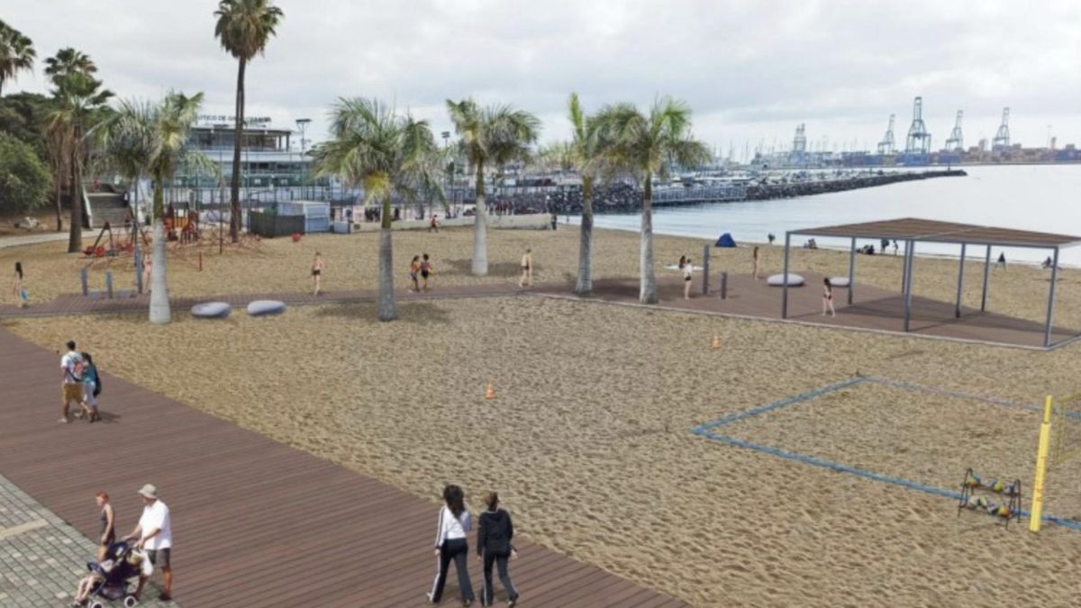 Recreación de los cambios previstos en la playa de Alcaravaneras.