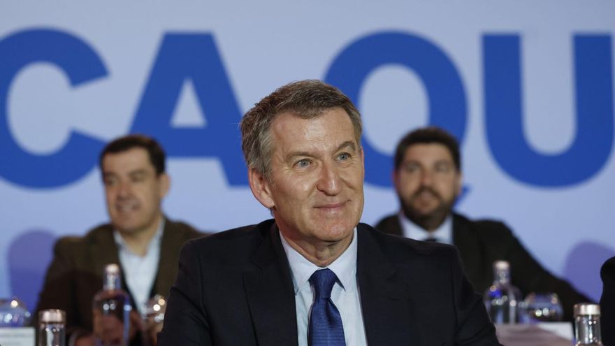 El líder del PP, Alberto Núñez Feijóo, reúne a sus barones en Junta Directiva Nacional, este lunes, en Madrid.