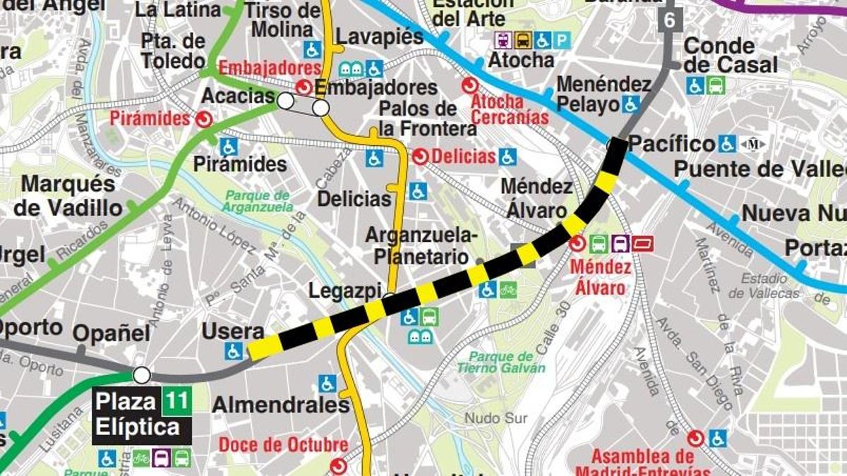 Cortada la línea 6 de Metro de Madrid en su tramo sur al iniciar su servicio este viernes