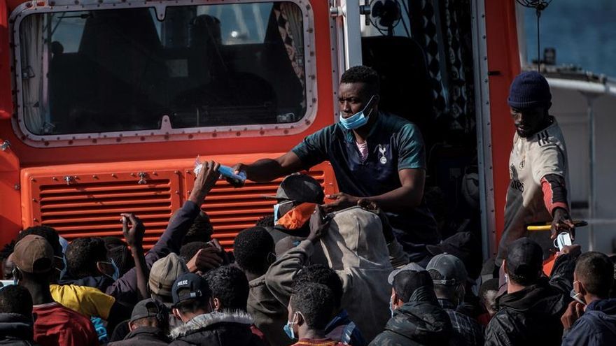 Migrantes llegados a Gran Canaria este jueves