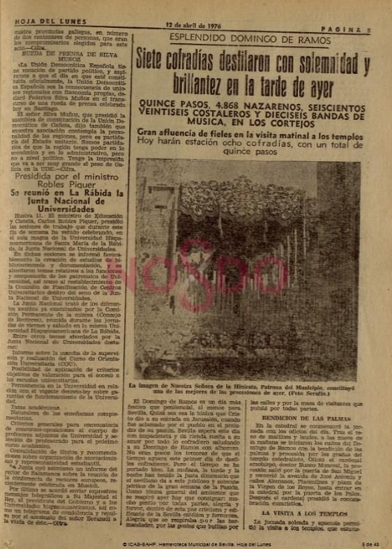 La primera crónica del primer Domingo de Ramos de la Transición la publicó la 'Hoja del Lunes'.