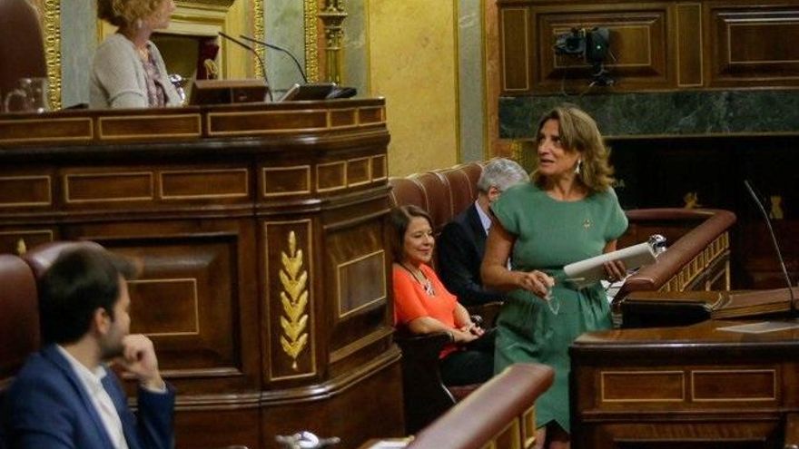 La vicepresidenta para la Transición Ecológica, Teresa Ribera, ante el Pleno del Congreso