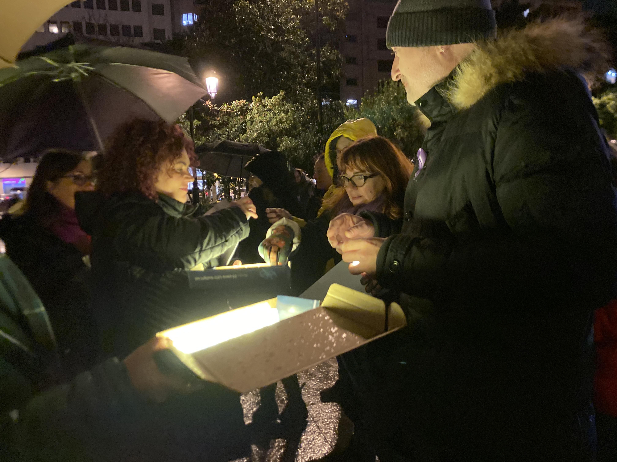 La lluvia no calla el grito feminista contra la violencia de género en Logroño