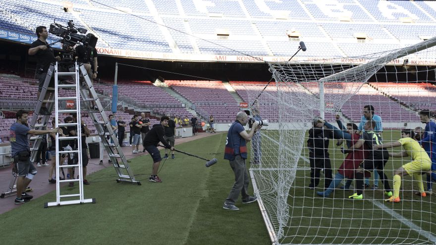 Rodaje de Superlópez en el Camp Nou