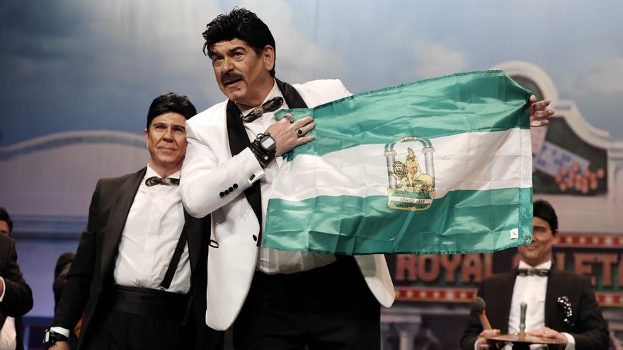 Archivo - La chirigota del Yuyu durante su pase en la final del concurso del Carnaval de Cádiz el pasado 28 de febrero de 2025 en el Gran Teatro Falla de Cádiz