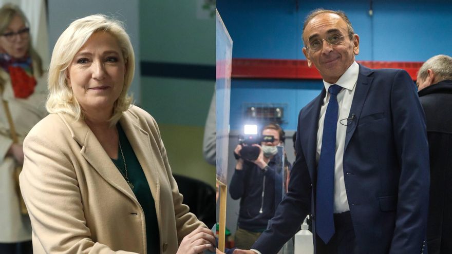 Le Pen (izquierda) y Zemmour (derecha), líderes de la extrema derecha de Francia