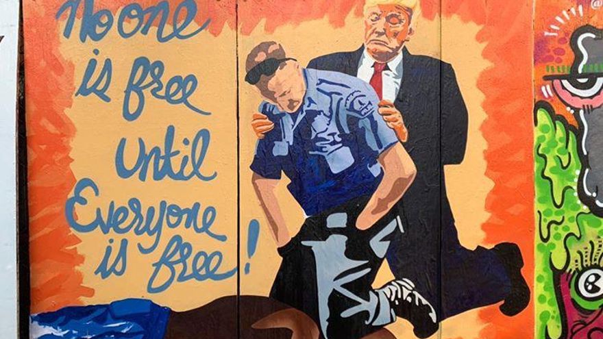 Fotografía de la obra de Early Riser sobre la muerte de George Floyd