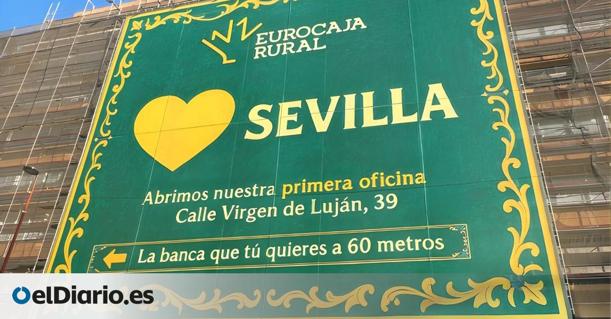 Eurocaja Rural celebra su llegada a Sevilla con una gran lona que rinde homenaje al arte y la identidad andaluza
