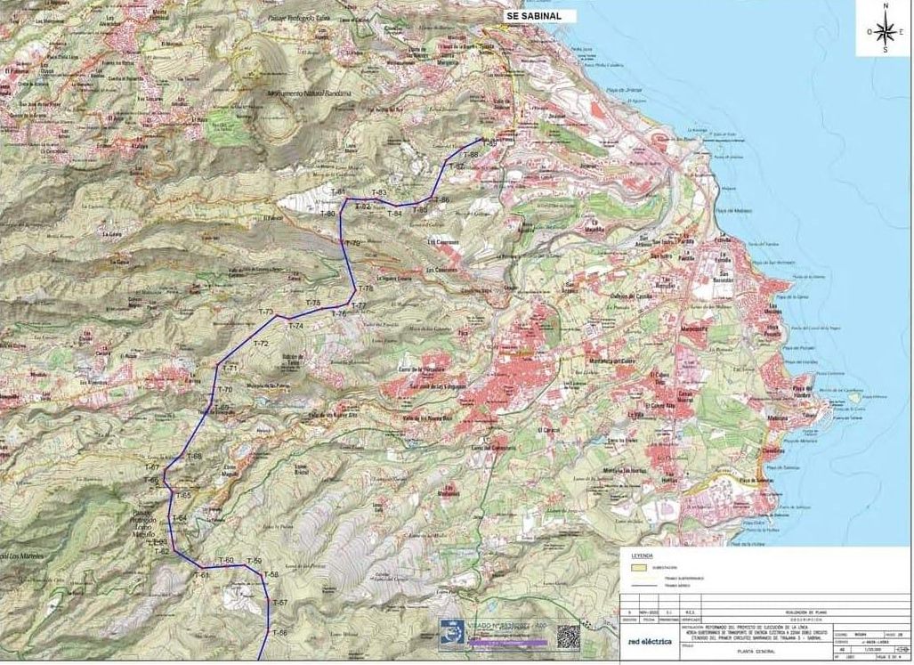 Mapa del trazado del cableado propuesto para la isla de Gran Canaria