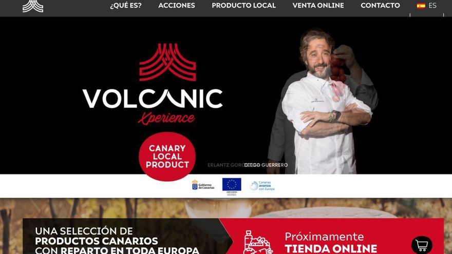 web de volcanicxperience.com, cuando incluyó con una pestaña de venta online y un anuncio de que estaraía en funcionamiento "proximamente"