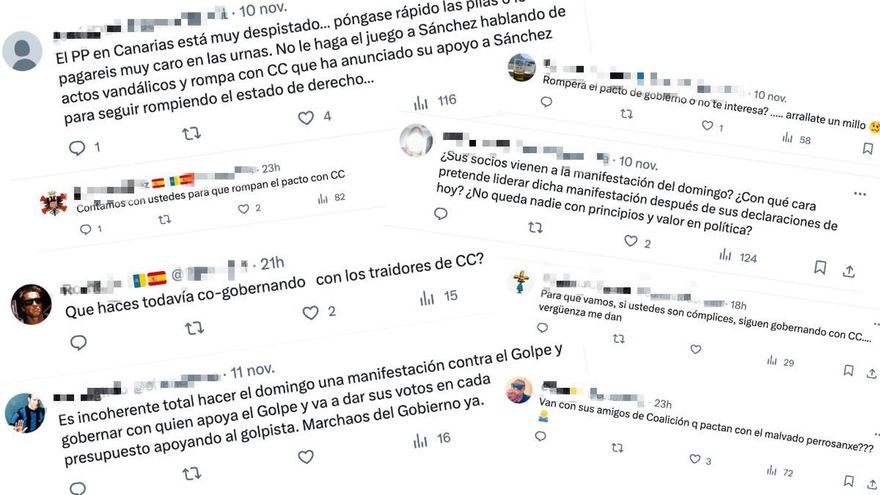 "Vendidos", "rompan con CC": las respuestas en redes a la convocatoria del PP en Canarias