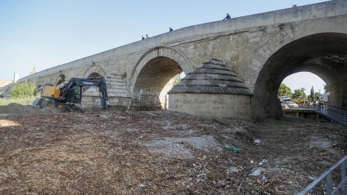 Obras bajo el puente romano