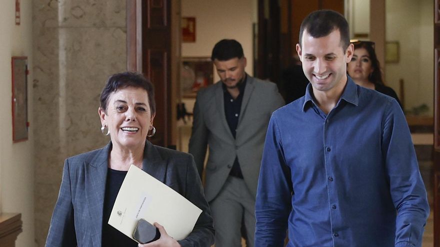 La portavoz parlamentaria de EH Bildu, Mertxe Aizpurua, a su llegada a la reunión de la unta de Portavoces que celebra el Congreso este martes.