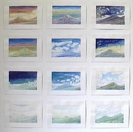 'El volcán dormido de San Bartolo'. Tinta al agua. Óscar Lorenzo 2005