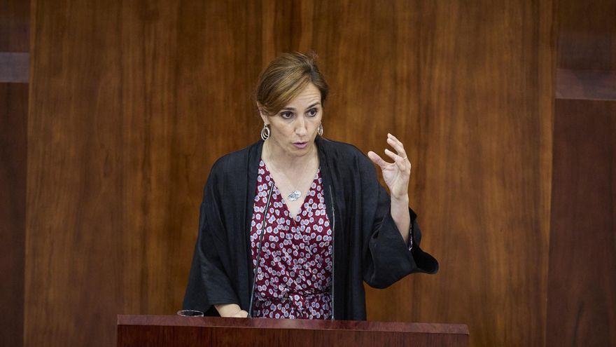 La portavoz de Más Madrid en la Asamblea, Mónica García, interviene en la segunda sesión del pleno de investidura de la presidenta en funciones de la Comunidad y candidata a la reelección, Isabel Díaz Ayuso