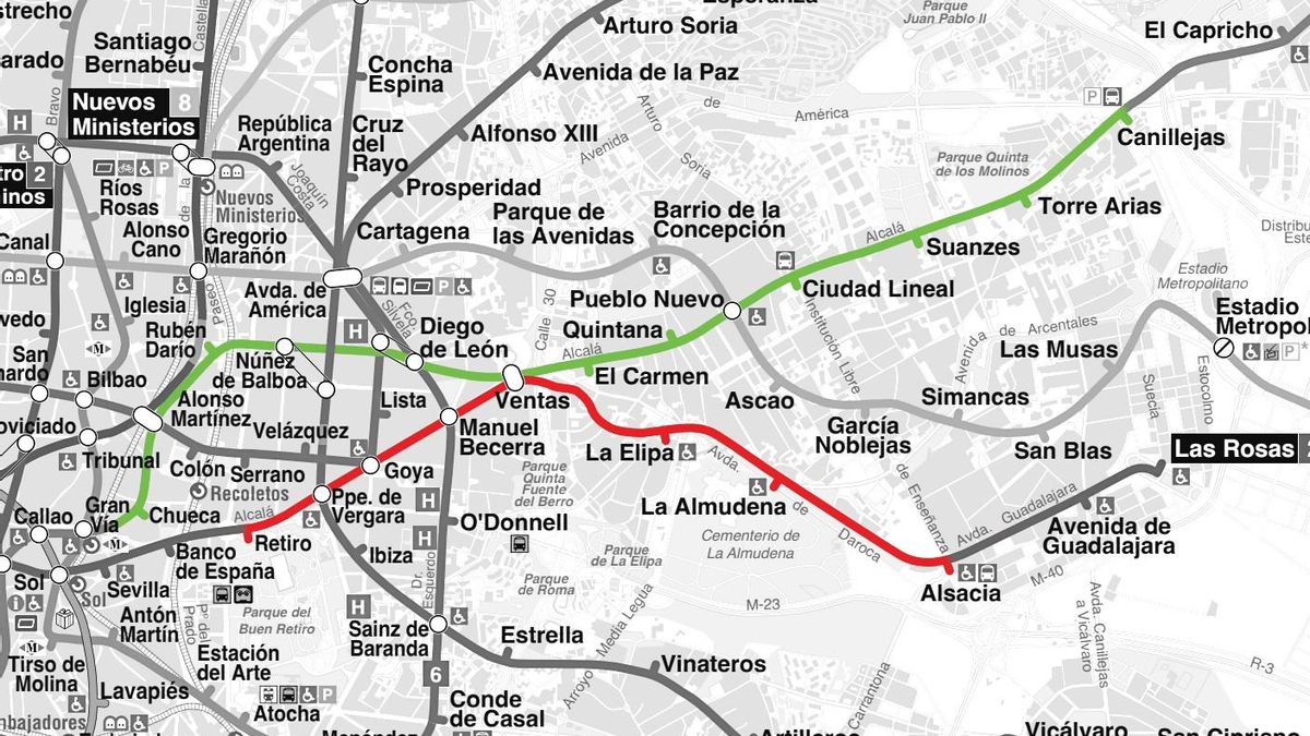 Gran corte en las líneas 2 y 5 de Metro de Madrid por una fuga de gas en las obras de Ventas