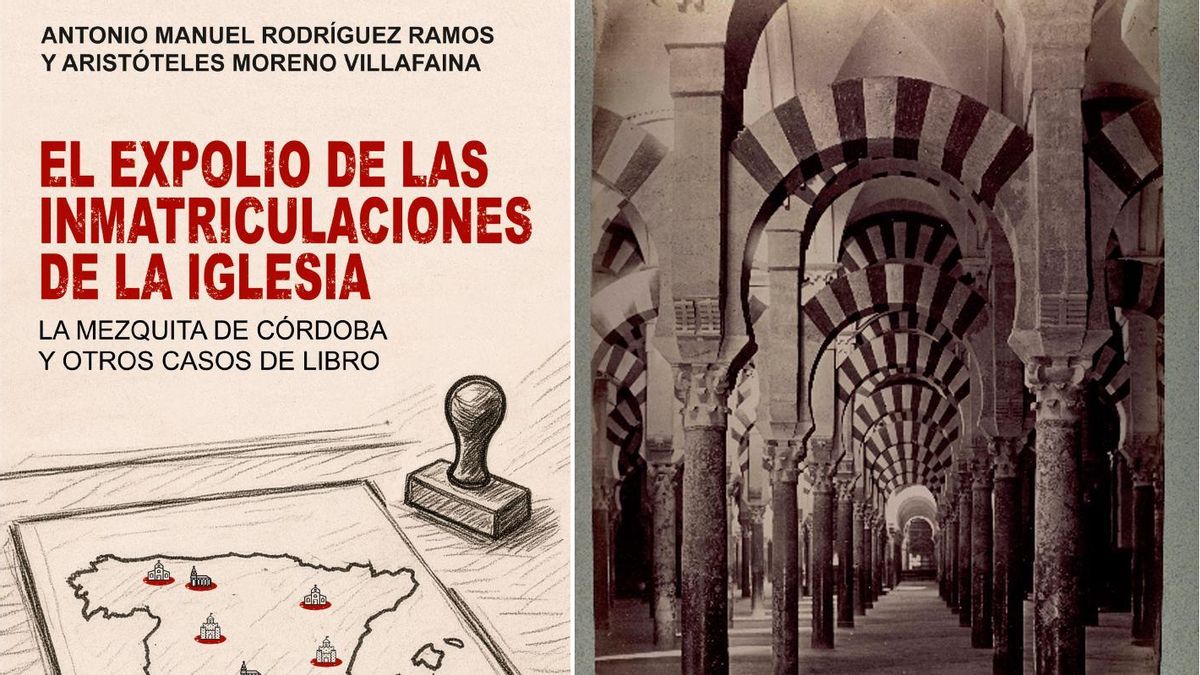 A la izquierda, portada del libro. A la derecha, fotografía de la Mezquita de Córdoba, tomada por J. Laurent en la segundad mitad del siglo XIX