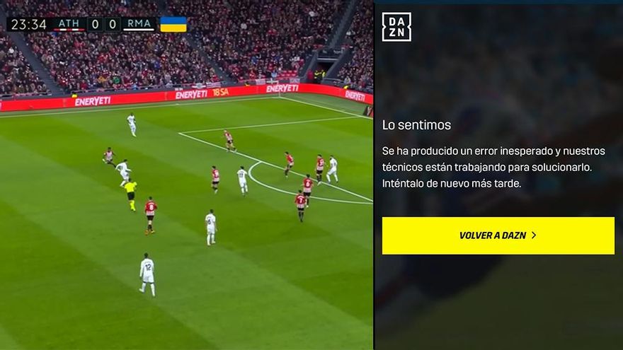 DAZN vuelve a sufrir los problemas de la jornada 1 y deja a usuarios de Movistar Plus+ y Orange sin ver el Athletic-Madrid