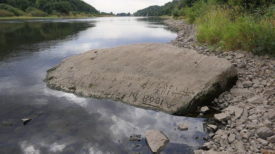 La sequía en Alemania deja al descubierto las centenarias "piedras del hambre"