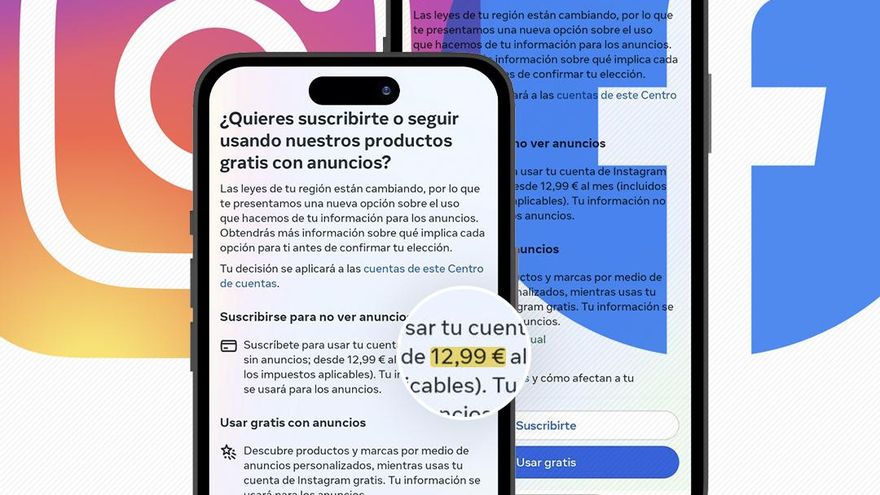 Las versiones de pago de Instagram y Facebook extraen datos personales igual que las tradicionales