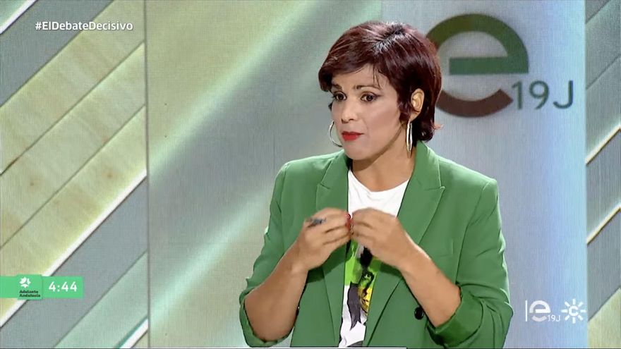Teresa Rodríguez durante el segundo debate a seis.
