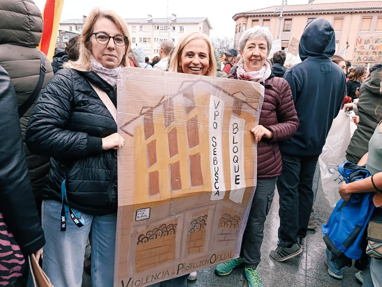 Algunas de las vecinas afectadas el pasado 25 de octubre en la manifestación de Jaca