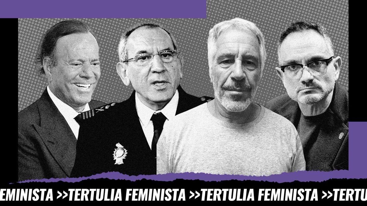 Montaje: de izquierda a derecha el cantante Julio Iglesias, el ex director adjunto de la Policía José Ángel González, el multimillonario Jeffrey Epstein y el acalde de Móstoles Manuel Bautista