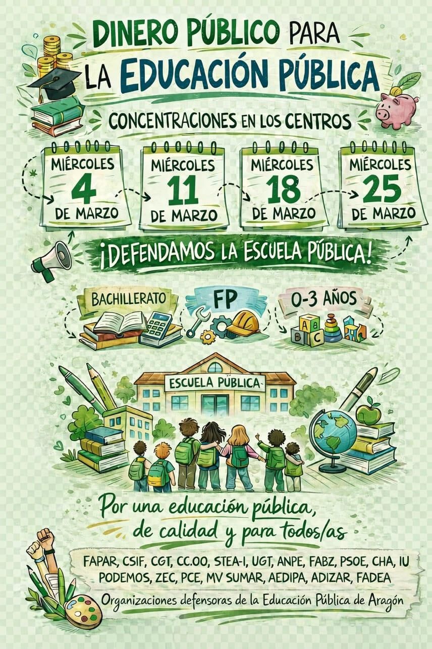 Cartel 'Dinero público para la educación pública'