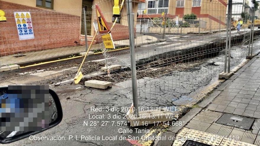 Estado de las obras en la calle Tania en La Laguna