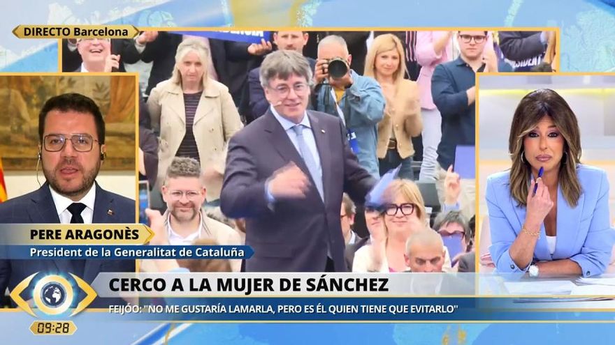 Ana Terradillos interrumpe a Pere Aragonès en Telecinco por hablar de "presos políticos": "Mal vamos"