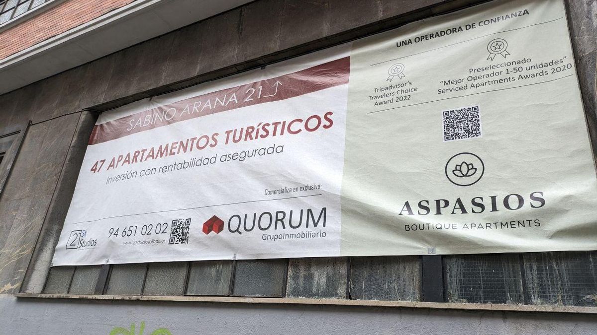 Una promoción de vivienda en Bilbao que se anuncia para pisos turísticos.
