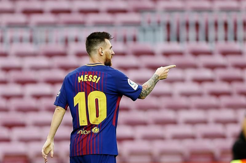 Messi celebra uno de sus goles. EFE/Alejandro García